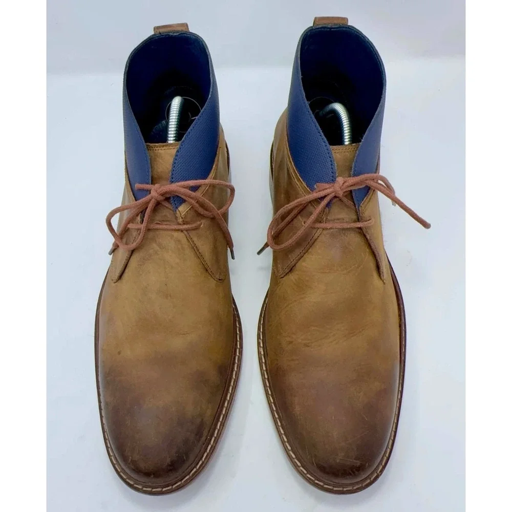 Cole Haan Colton Chukka Boots Mens 10.5M Brown Leather Blue Collar C11771 Office